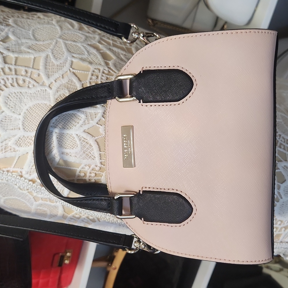 Kate Spade Laurel Way Reiley Blush Pink/Black 2 Way Crossbody Bag..Small!